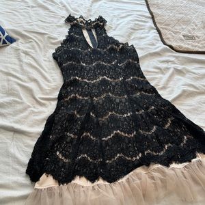 Black and Nude Lace dress w Tutu under